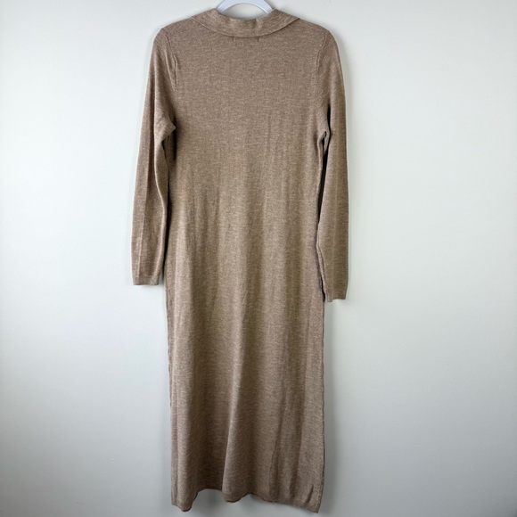 Free People Free-est Audrina Cotton-Linen Sweater Maci Dress Brown Sand - Picture 6 of 9